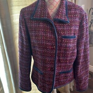Jones, NY Country New York boucle Chanel like jacket, trimmed and velvet large